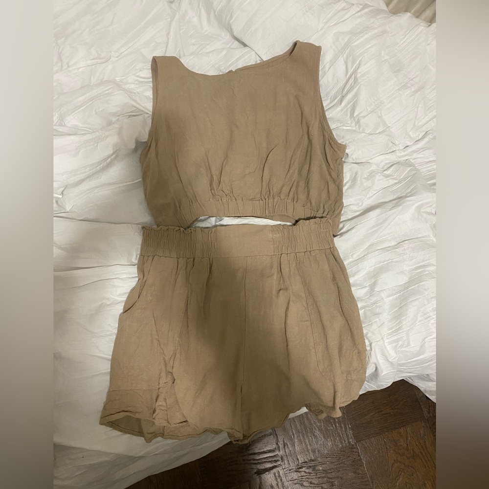 Tan two piece matching set, worn once